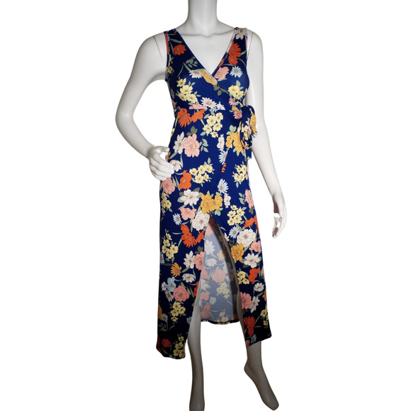 Jessica Simpson Floral Sheath Dress Blue Ribbed Stretch NWT Size XS - Picture 1 of 7